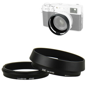 【送料無料】JJC メタル レンズフード ねじ込む式 Fuji X100VI X100V X100F X100T X100S X100 X70 に対応 LH-X100 フード & AR-X100 アダプタ 互換 黒い