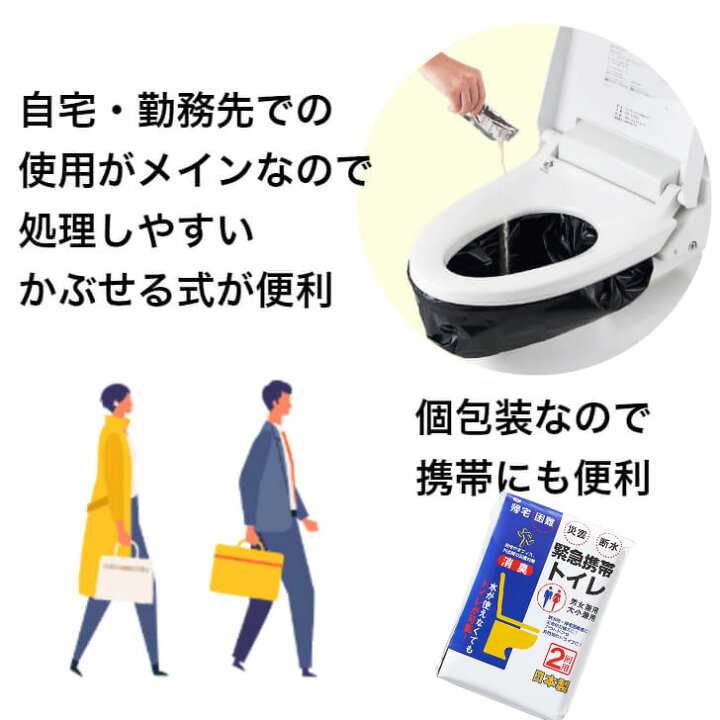 楽天市場】緊急用携帯トイレ2P 男女兼用 大小兼用 2回分【防災トイレ 