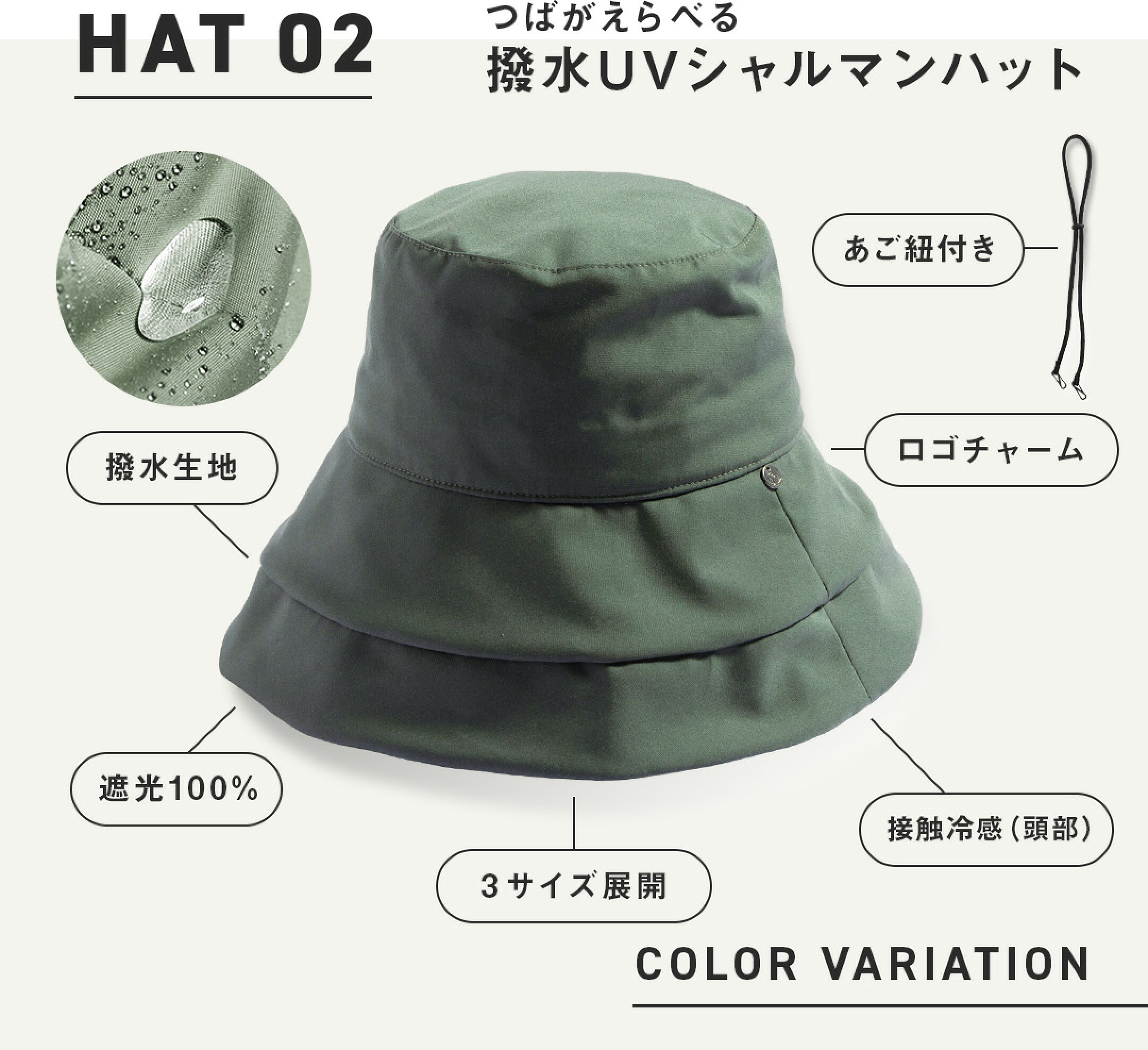 撥水UVシャルマンハット