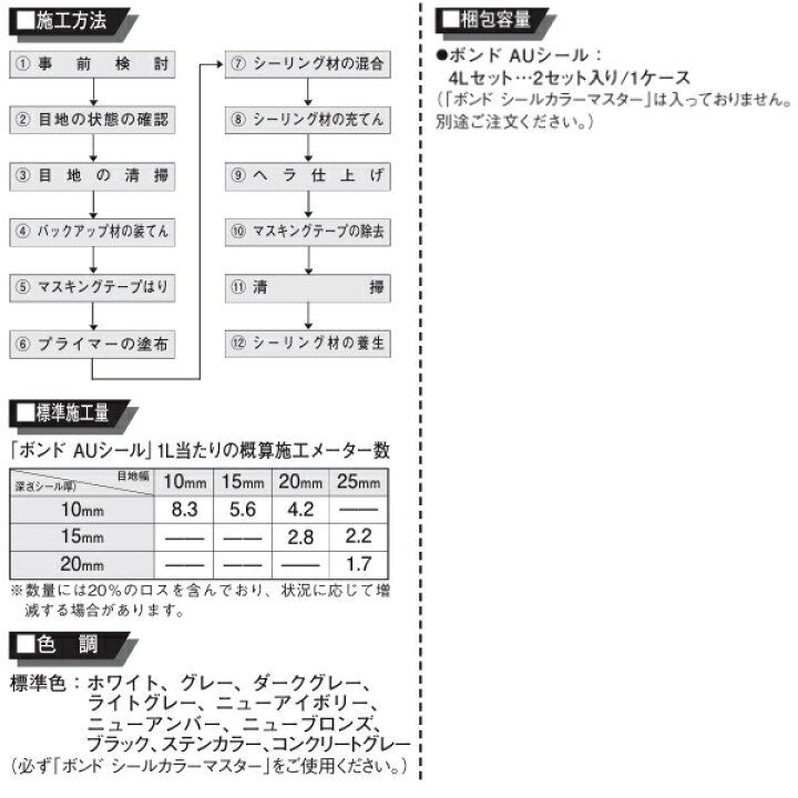 楽天市場】コニシ auシール AUシール 4L缶 2セット箱 アクリルウレタン 