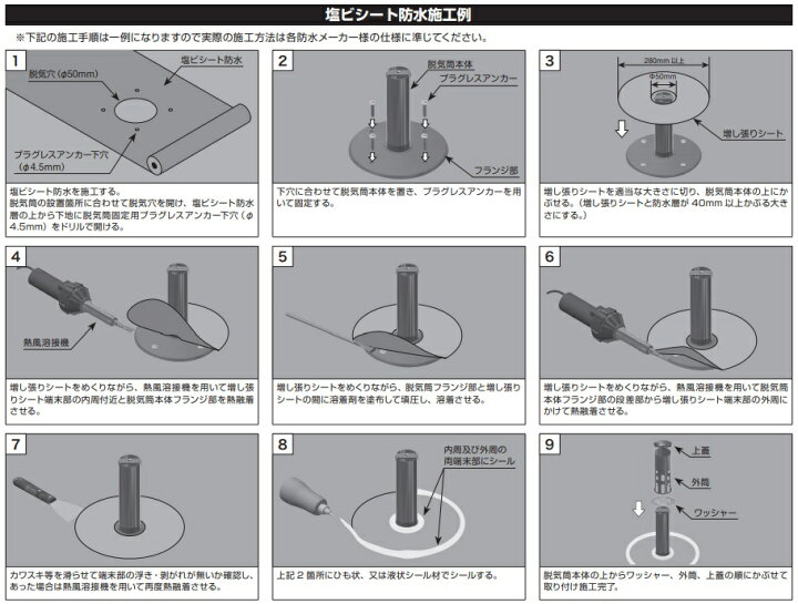 楽天市場】山装 ダモ ステンレス 脱気筒 塩ビシート用 丸型コア付 2個 