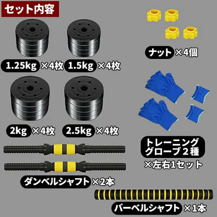 楽天市場】ダンベル 可変式 30kg 可変 2個セット バーベル プレート 