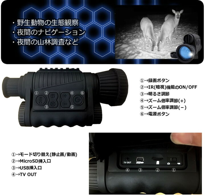 楽天市場】暗視スコープ 高性能 ナイトスコープ L-SHINE Wi-Fi 暗視 