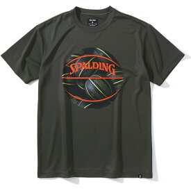 SPALDING スポルディング バスケットボール メンズウェア Tシャツ ボールプリント オリーブカーキ SMT23014