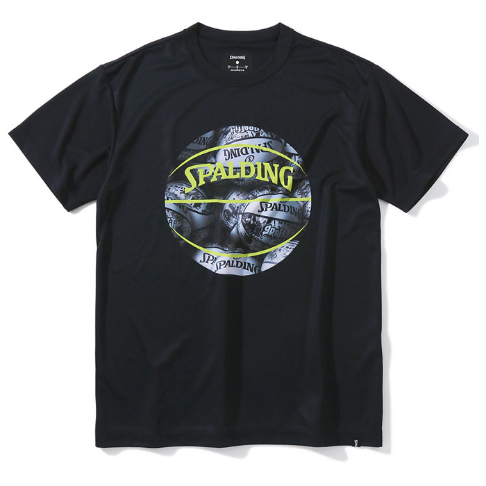 SPALDING   スポルディング Tシャツ ボールプリント ブラック バスケットボール(SMT23014)