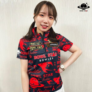 【送料無料】ボウルスターウェアネオンレッドボウリングウェア ボウリング ボーリング ユニフォーム ユニホーム ウェア ネーム入り 昇華プリント 受注生産