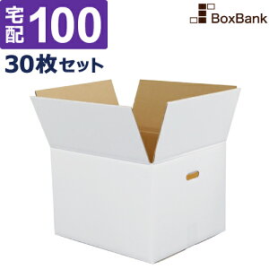 ダンボール 段ボール 白 宅配 100サイズ 取っ手穴付 (内寸36×33×26cm) 30枚 セット 白ダンボール 白色 白段ボール 引越し 引っ越し ダンボール箱 段ボール箱 白だんぼーる アパレ