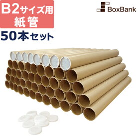 【ポイント3倍】 紙管 紙筒 丸筒 筒（内径50×590mm）キャップ付 b2 サイズ 50本 セット 段ボール ダンボール箱 段ボール箱 だんぼーる ふた付き 蓋付き 郵便 郵送 定形外 50巻