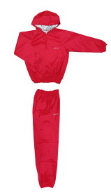 日本製 サウナスーツ・プロボクサーの必需品 アメリカ屋オリジナル減量着上下セットフード付タイプ赤×メタルシルバーロゴ