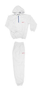 日本製 サウナスーツ アメリカ屋オリジナル減量着上下セットフード付タイプ白xレッドアメリカ屋ロゴネイビーチャック 新カラー
