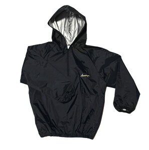 日本製 サウナスーツ アメリカ屋オリジナル減量着 長袖上のみフード付新登場黒ゴールド裏地シルバー