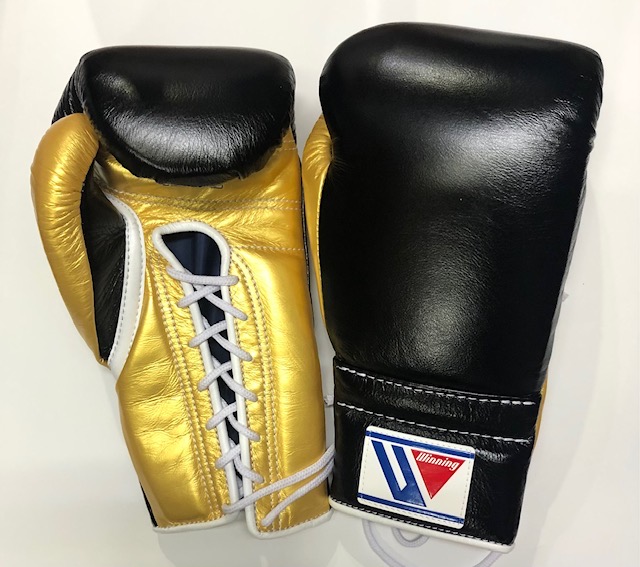 【For individual fighters in JAPAN only】WINNING boxing gloves MS-400 12oz  lace up special color Black x Gold ウイニング練習用　ボクシング　グローブひも式12オンス（プロタイプ）ブラック x  