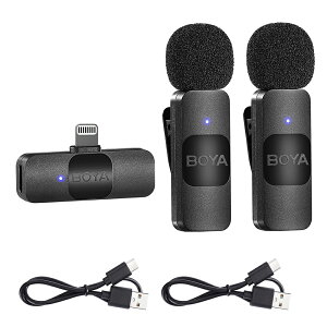 2Nۏ BOYA CXs}CN iPhone&Androidp s}CN X}zp CX}CN 2lp 9.5g y 2.4GHz ^ yA uڑ 360°W w ~j }CN usb [d YouTube ZOOM Vlog 