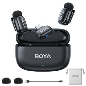【革新的なAI音声変換】BOYA MINI ワイヤレスピンマイク ピンマイク 二人用 スマホ マイク 5g超軽量 100メートル安定受信 30時間連続使用 USB Lightning 小型 ミニ マイク 無線 iPhone&android YouTube TikTok Vlog 動画撮影 会議 授業 録音