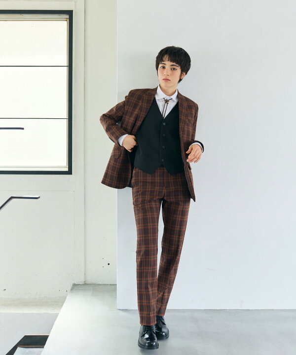 楽天市場】スーツ レディース チェック ブラウン BOYSHE Check Suit 