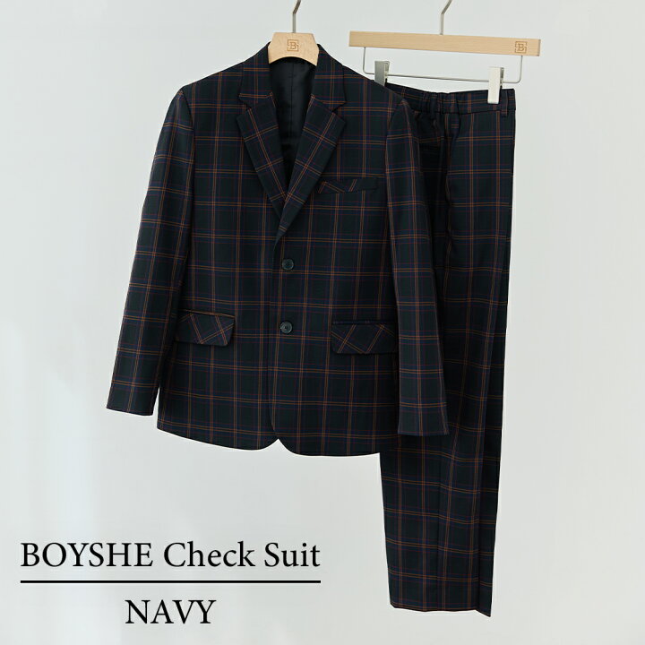 楽天市場】スーツ レディース チェック ネイビー BOYSHE Check Suit 