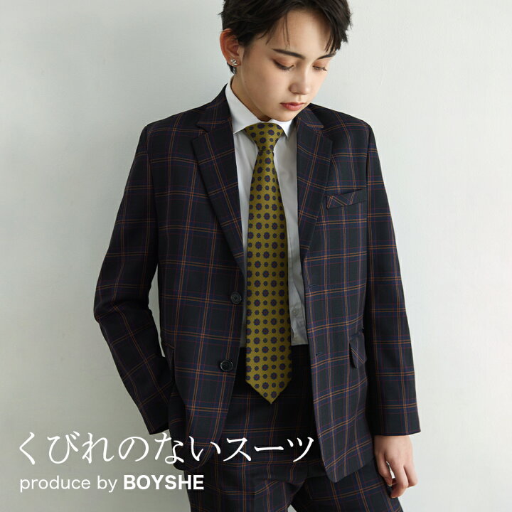 楽天市場】スーツ レディース チェック ネイビー BOYSHE Check Suit 