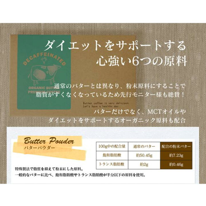 楽天市場】【送料無料/32%OFF】MCTオイル配合バターコーヒー デカフェ オーガニックバタープレミアムコーヒー 30包×2箱セット 送料無料【カフェインフリー カフェインレス ダイエットコーヒー インスタント 中鎖脂肪酸油 ケトン体 ケトダイエット 粉 珈琲】 : つまらん ... 楽天市場】【送料無料/32%OFF】MCTオイル配合バターコーヒー デカフェ オーガニックバタープレミアムコーヒー 30包×2箱セット 送料無料【カフェインフリー カフェインレス ダイエットコーヒー インスタント 中鎖脂肪酸油 ケトン体 ケトダイエット 粉 珈琲】 : つまらん ...
