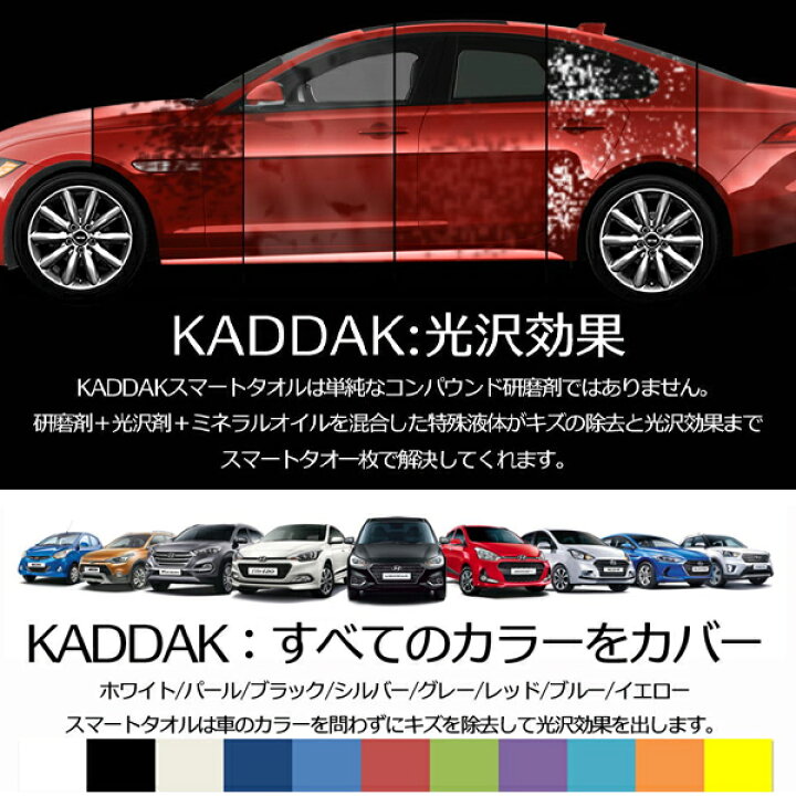 楽天市場 動画あり 送料無料 メール便 車 キズ消し New Kaddak カダック Kaddak2 スマートタオル 新nano技術 タオル 傷隠し 繰り返し使える 補修 マイクロファイバー モップグローブ付 全カラー パール メタリック 対応 カー用品 車用品 拭き上げ 送料込