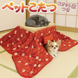 ペット こたつ 布団付 ねこのこたつ 犬のこたつ 30度 天板 中も 両方 あったか 噛みつき保護 コードカバー 省エネ ペット用こたつ こたつ布団付 スリット窓 ぽかぽかあったか 犬猫用 暖房器具 寒さ対策 ペット用品 送料無料 送料込 100S◇ ペットこたつPT