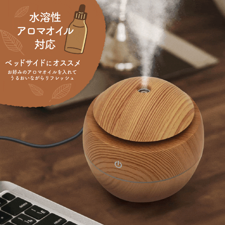 楽天市場】加湿器 卓上 超音波加湿器 USB電源 LEDライト付き 静音