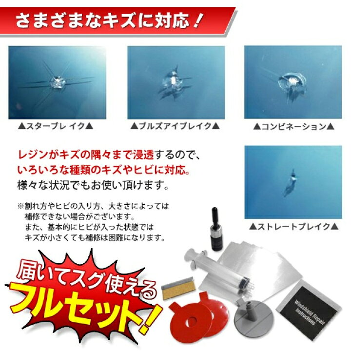 楽天市場 送料無料 規格内 カー用品 修復キット フロントガラス の キズ 修復 検索 車 キット 工具 修繕 補修材 メンテナンス ひび割れ ガラス修理 送料無料 送料込 フロントガラスリペアキット ベストプライスショップ