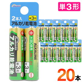 【割引】【10個セット】 単三形 アルカリ乾電池 2本入り×10 合計20本 電池 単3電池 乾電池 単3 単三 まとめ買い 時計 リモコン 懐中電灯 おもちゃ 家電 備蓄 オフィス 学校 災害時 緊急時 新生活 送料無料 送料込 新着！ 3M◇ 単三電池20本