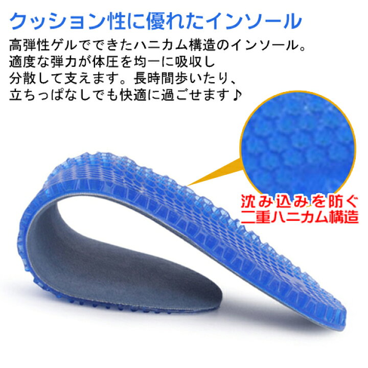 楽天市場 送料無料 メール便 ハニカム クッション 靴用 ハニカムインソール 通気性 蒸れない 中敷き ハニカムゲル インソール くつ ハニカム構造 高弾性ゲル 衝撃吸収 分散 ゲルクッション 中敷 メンズ レディース カット 26 5cm 27cm 23 5cm 24cm 送料込 ゲル