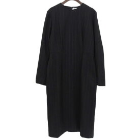 【中古】 美品 ノアールケイニノミヤ NOIR KEI NINOMIYA ワンピース レディース ブラック 黒 sizeM ウール ストライプ 長袖 3R-O008 AD2016 Y03419