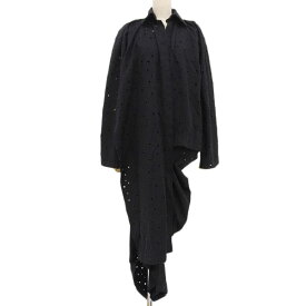 Yohji Yamamoto ヨウジヤマモト FD-D16-823 サイズ1 パンチング ロング ジャケット アシンメトリー ワンピース レディース ブラック 黒 Y03423 【中古】