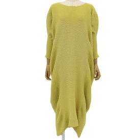 【中古】 美品 イッセイミヤケ ISSEY MIYAKE ワンピース レディース イエロー size2 オーバーサイズ 2022AW IM21KI763 Y03434