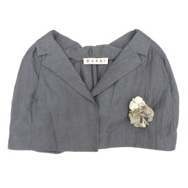 楽天スーパーセール 【中古】 美品 マルニ MARNI ケープ ジャケット レディース グレー 38 リネン コサージュ付き Y03410