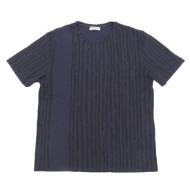 バレンシアガ BALENCIAGA コットン100% ストライプ クルーネック 半袖 Tシャツ メンズ ネイビー×ブラック sizeM [Y02431] 【中古】