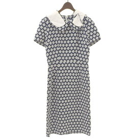 【5月22日値下げ】◆未使用◆ コムデギャルソン COMME DES GARCONS コットン混 半袖 ワンピース レディース ブルー×ホワイト sizeS 2013SS [Y03146]