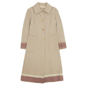 【5月22日値下げ】◆美品◆ マルニ MARNI コットン100% ストライプ 切替 コート レディース ベージュ系 size40 [Y03148]