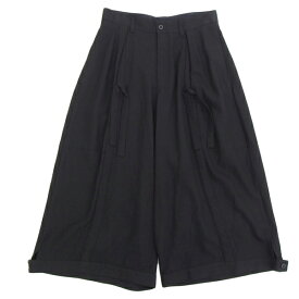 ヨウジヤマモト Yohji Yamamoto REGULATION 規律をもった服を提案するライン デザインワイド パンツ メンズ レディース 黒 size1 [Y03033]