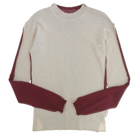 【5月22日値下げ】◆美品◆ マルニ MARNI バイカラー ニット セーター レディース ウール ベージュ ワインレッド size48 GCMG0203Q0 2021AW [Y03177]