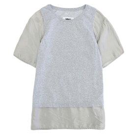 メゾンマルジェラ MAISON MARGIELA MM6 コットン 切替え レイヤード トップス Tシャツ レディース グレー sizeS RN154909 2021SS [Y03056]