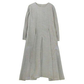 【中古】 ワイズ Y's 初期タグ コットン タック ロング Aライン 長袖 ワンピース レディース グレー 80’s [Y03068]