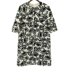 【5月22日値下げ】マルニ MARNI 総柄 花柄 ジャガード ワンピース レディース ライトベージュ ブラック size38 [Y03180]