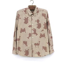 希少 コムデギャルソン 総柄 長袖シャツ シアー レア 柄シャツ S 