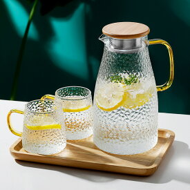 ガラスポット 耐熱直火可 大容量 2000ml ガラスピッチャー リットル 麦茶 アイスティー 花茶 ティーポット 耐熱ガラス 2リットル 麦茶ポット ガラスピッチャー ホウケイ酸ガラス ピッチャー