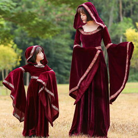 ハロウィン ワンピース 親子服 親子ペア ドレス キッズ 大人 子供 悪魔 魔女 巫女 バンパイア 吸血鬼 童話 中世ヨーロッパ貴族 親子お揃い ママキッズ コスプレ 仮装 親子変装 文化祭 演出服 Halloween 万聖節 舞台
