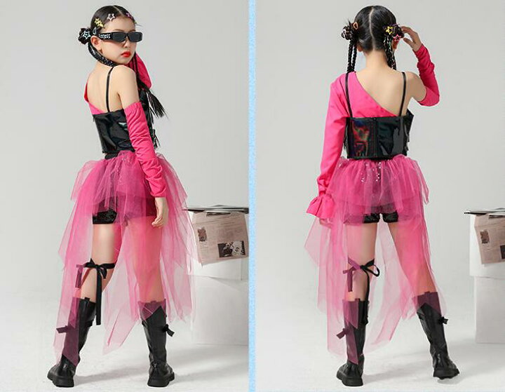 楽天市場】女の子 ダンス 衣装 セットアップ 演出服 4点セット ピンク 