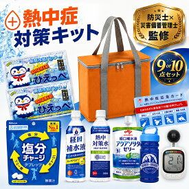 【セール限定ポイント10倍】【防災士×災害備蓄管理士 監修】熱中症対策キット バッグ付き DX 9点セット 10点セット 黒球式熱中症指数計 熱中症計暑さ指数計 夏用 熱中対策セット 工事 スポーツ WBGT対策 応急処置セット 熱中対策グッズ 熱中症 対策キット 対策 キット