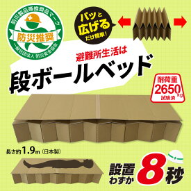 「防災安全協会認定 推奨マーク取得！」ブレイン 日本製 防災ベッド わずか8秒設置【正規品！ BR-DA100 ジャバラベッド 実用新案登録済！】段ボール ダンボールベッド 防災備蓄 軽量 丈夫 ワンタッチ組立て　耐荷重がなんと！2650Kg!! コンパクト ダンボール ベッド