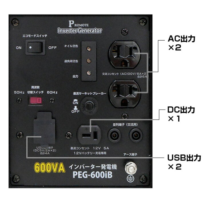 楽天市場】【PEG-600iB/インバーター発電機(カセットボンベ式 