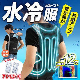 【従来モデル：少し小さめのサイズ】送料無料(一部地域除く) スライドジッパー式水冷ベスト(水冷服) 保冷剤×2個プレゼント 脇も背中も冷却！軽量 男女兼用 静音