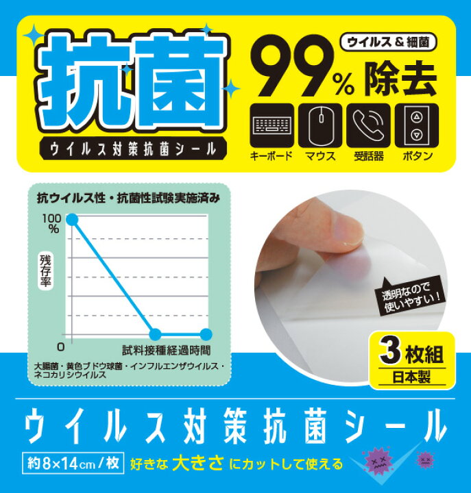 楽天市場】【ネコポス送料無料】日本製/抗菌ウイルスシート/自由に切っ 