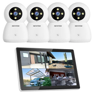 F.R.C. �G�t�E�A�[���E�V�[ NEXTEC [ SET-14A53R-4 ] ���c����y�b�g�̌����ɍœK�ȃl�b�g���[�N�J���� ×4�� + 10�C���`���j�^�[���ڃ��R�[�_�[(1TB HDD����) �̃Z�b�g �b500����f�EPTZ�@�\���� �Ď�